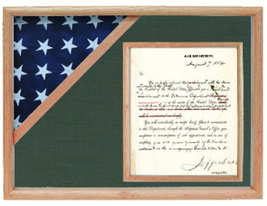 Shadow box to hold a flag with 8.5 x 11 certificate. by The Military Gift Store