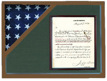 Shadow box to hold a flag with 8.5 x 11 certificate. by The Military Gift Store