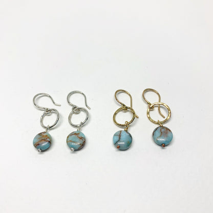 Turquoise Disc Drop Earrings by Jennifer Cervelli Jewelry