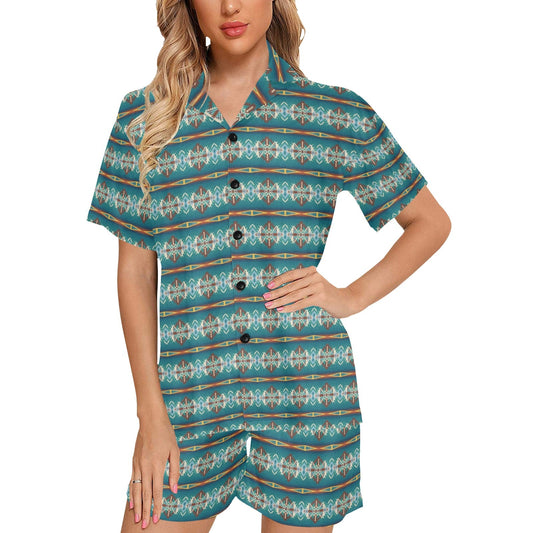 Teal Aztec Women's Western Pajama Set by Baha Ranch Western Wear