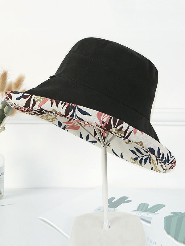 Original Solid&Printing Reversible Foldable Sun-Protection Bucket Hat by migunica