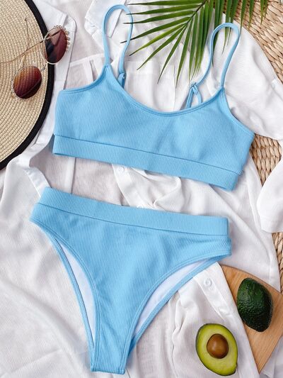 Scoop Neck Spaghetti Strap Two-Piece Swim Set by BlakWardrob