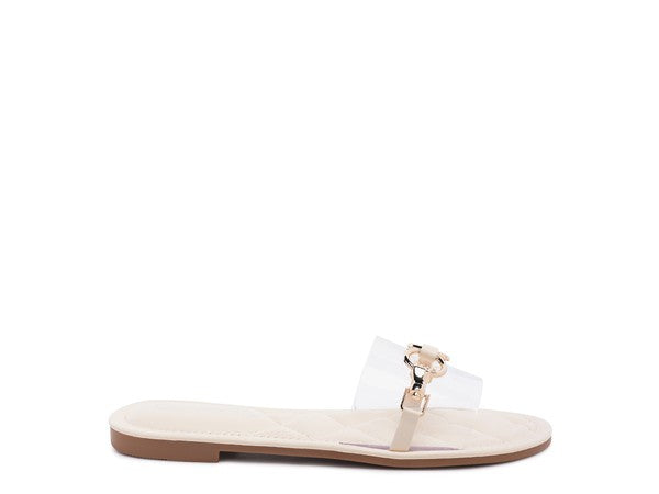 SCOTH Clear Buckled Quilted Slides