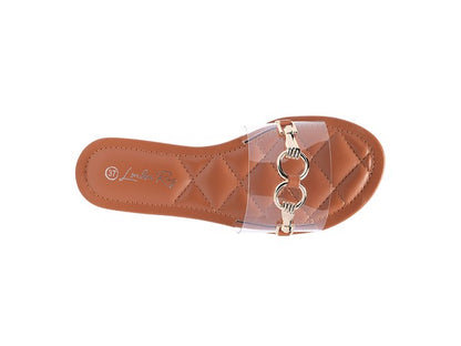 SCOTH Clear Buckled Quilted Slides