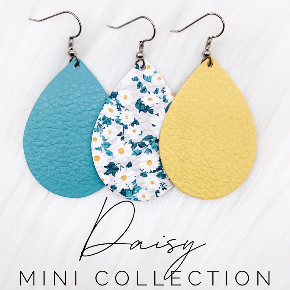 2" Daisy Mini Collection (Leather)- Earrings by Doohickies Wholesale