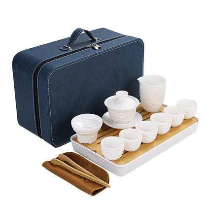 Premium White Jade Dragon Travel set by Tea and Whisk