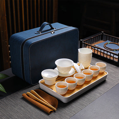 Premium White Jade Dragon Travel set by Tea and Whisk