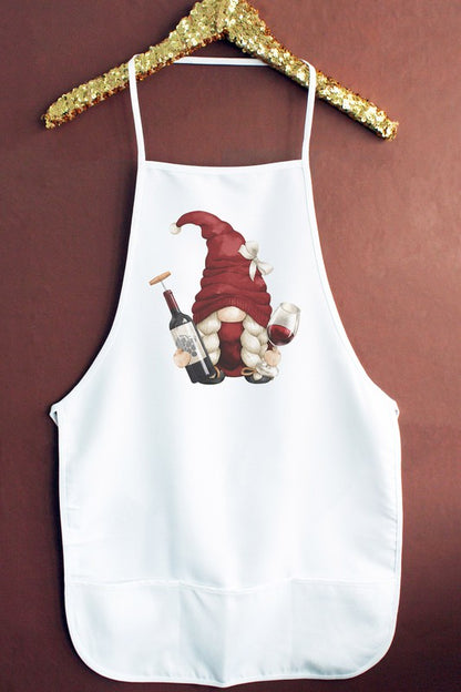 Girl Wine Gnome Kitchen Graphic Apron