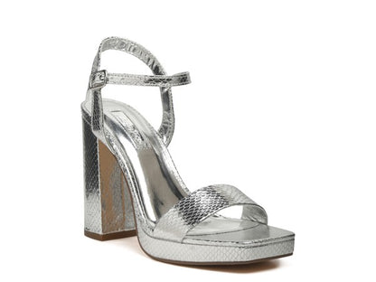 Merengue Metallic High Block Heel Sandal