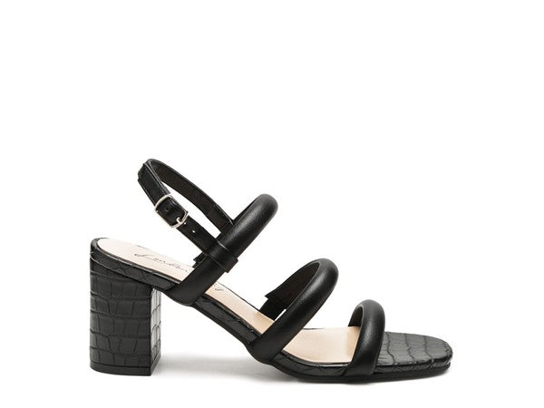 SLATER CROC SLINGBACK BLOCK SANDALS