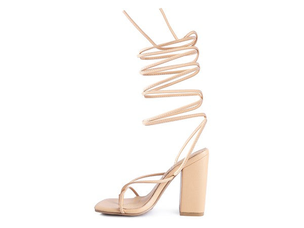 POLE DANCE LACE UP BLOCK HEELED SANDAL