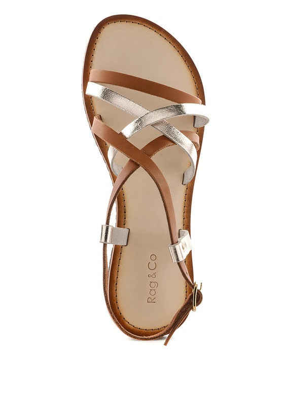 JUNE STRAPPY FLAT LEATHER SANDALS