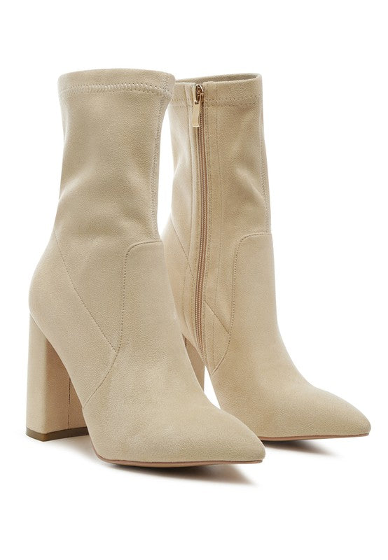 LONDON RAG ZAHARA POINTED BLOCK HEELED BOOT