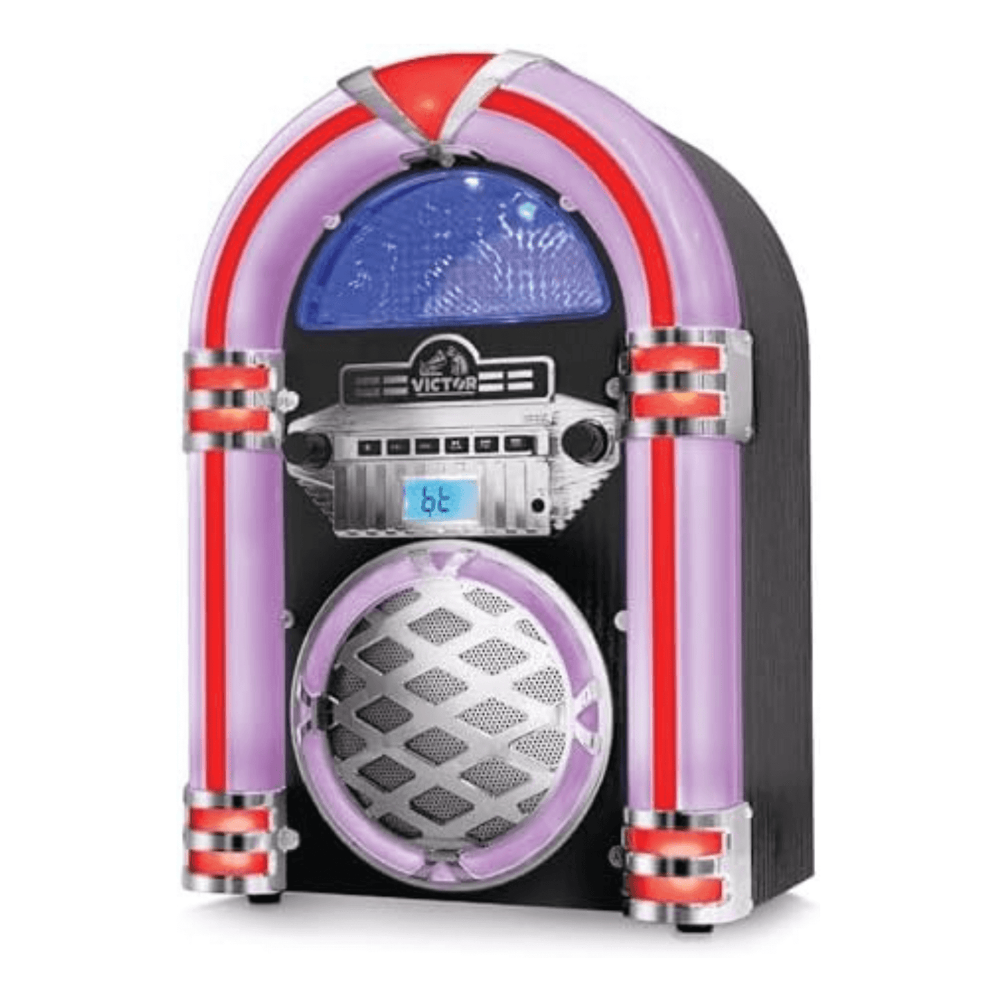 Victor Wilshire Bluetooth Jukebox with Multicolor LED Lighting and FM Radio by Jupiter Gear Home