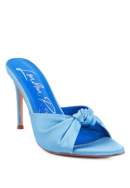 FIRST CRUSH SATIN KNOT HIGH HEELED SANDALS