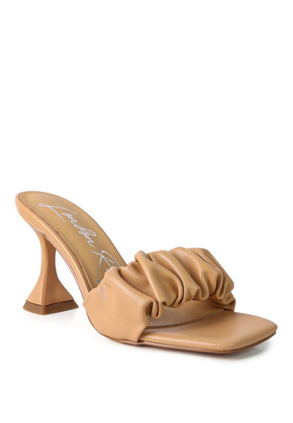 REBEL SPOOL HEELED RUCHED SANDALS