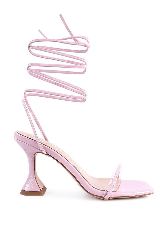 BITEN BERRY SPOOL HEELED LACE UP SANDAL