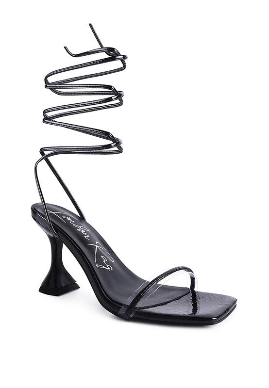 BITEN BERRY SPOOL HEELED LACE UP SANDAL