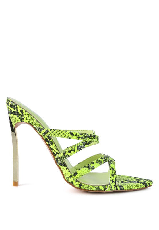 NIGHTCLUB HIGH HEELED NEON ANIMAL SANDALS