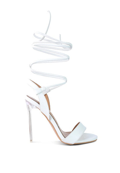 Sheeny Clear Stiletto Lace Up Sandal by BlakWardrob