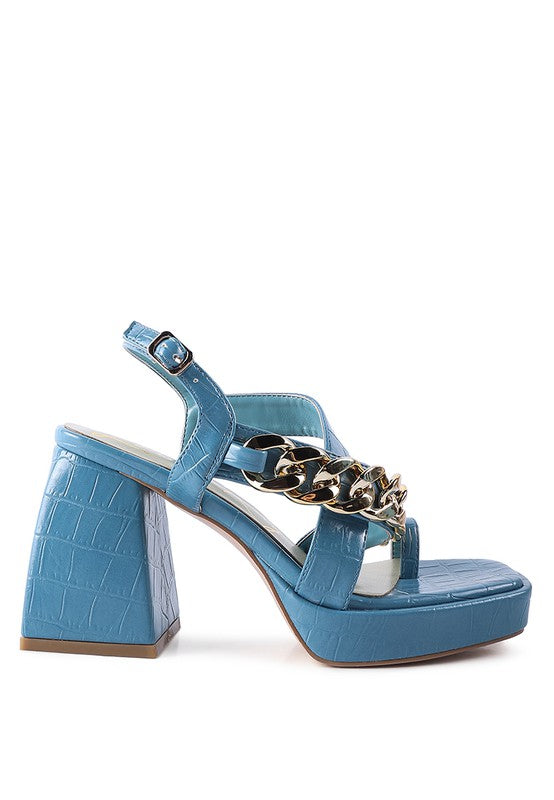 FRECKLIN METAL CHAIN STRAP CROC BLOCK SANDAL