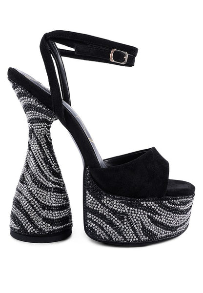 BACKSTAGE ULTRA HIGH PLATFORM DIAMANTE SANDALS