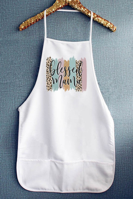 Blessed Mama Leopard Colored Block Apron