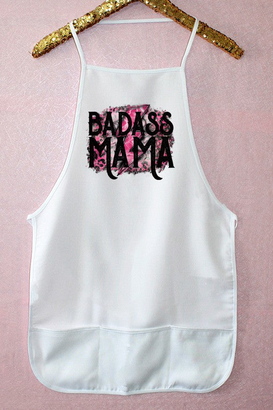 Pink Black Badass Mama Kitchen Graphic Apron