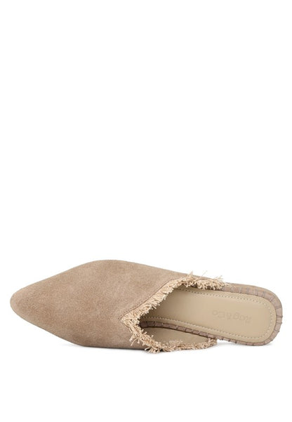 MOLLY  FRAYED LEATHER MULES