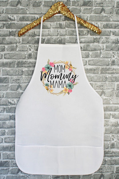 Mom Mommy Mama Fl Circle Graphic Apron