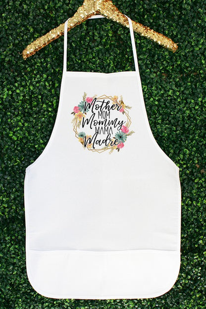 Mother Mom Madre Fl Circle Graphic Apron