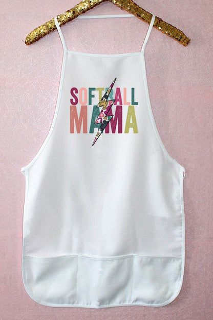 Softball Mama Floral Bolt Kitchen Graphic Apron