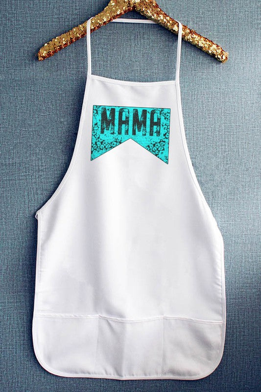 Turquoise Leopard Mama Kitchen Graphic Apron