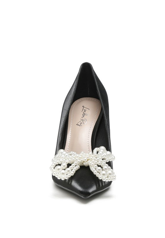 ENCON POINTED HIGH HEELED PEARL FLOWER SANDAL