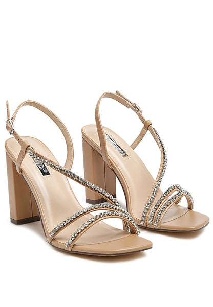 HORIZON RAISINS PIE EMBELLISHED BLOCK HEEL SANDALS