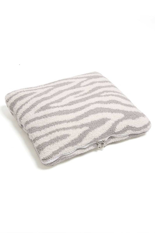 2 In 1 Zebra Print Throw Blanket & Pillow