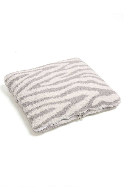 2 In 1 Zebra Print Throw Blanket & Pillow