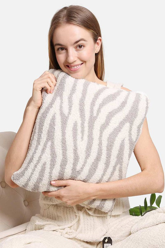 2 In 1 Zebra Print Throw Blanket & Pillow