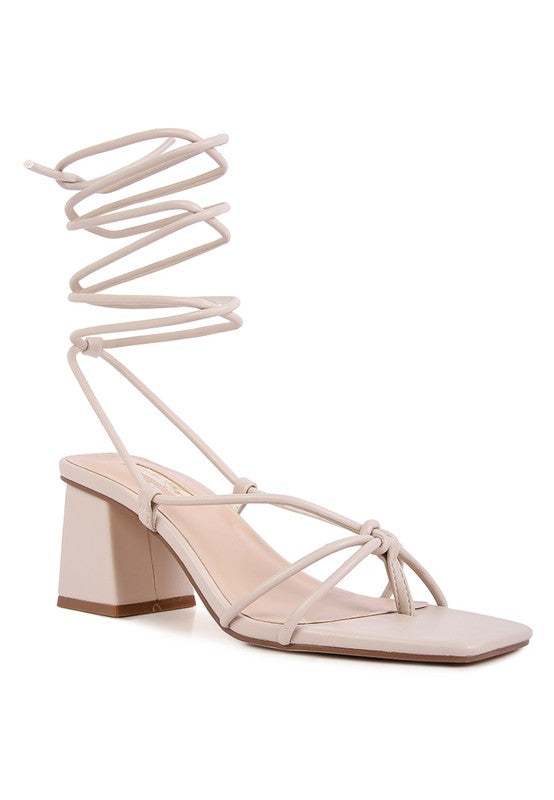 SPRUCE TIE UP BLOCK HEEL SANDALS