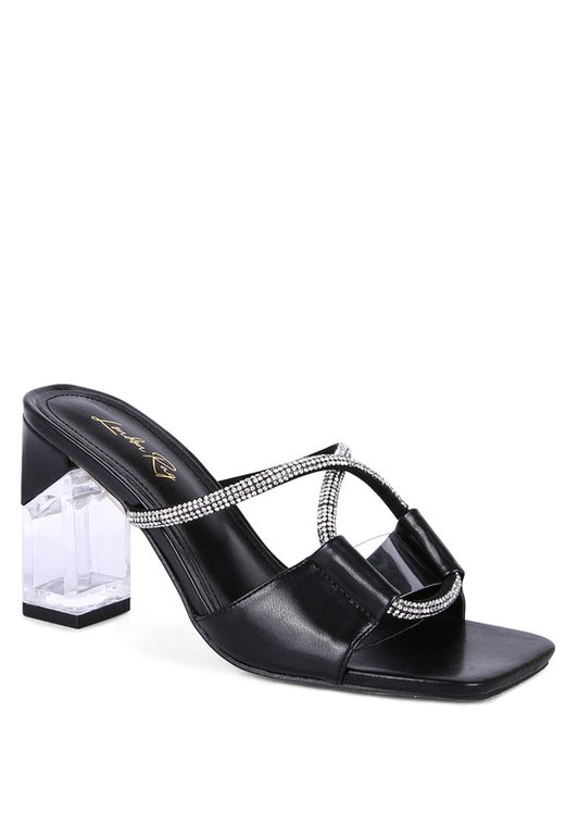 FINEAPPLE CRYSTAL LOOP MID HEEL SANDALS