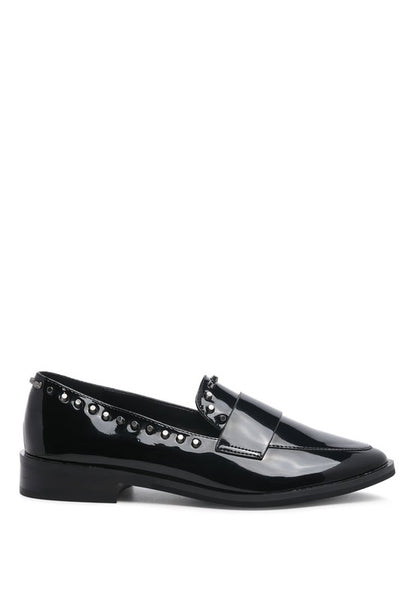 EMILIA Black Shine Forever Stud Penny Loafers