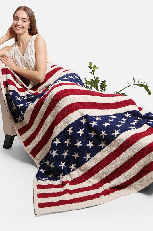 American Flag Print Luxury Soft Throw Blanket