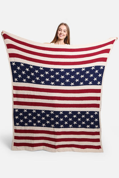 American Flag Print Luxury Soft Throw Blanket