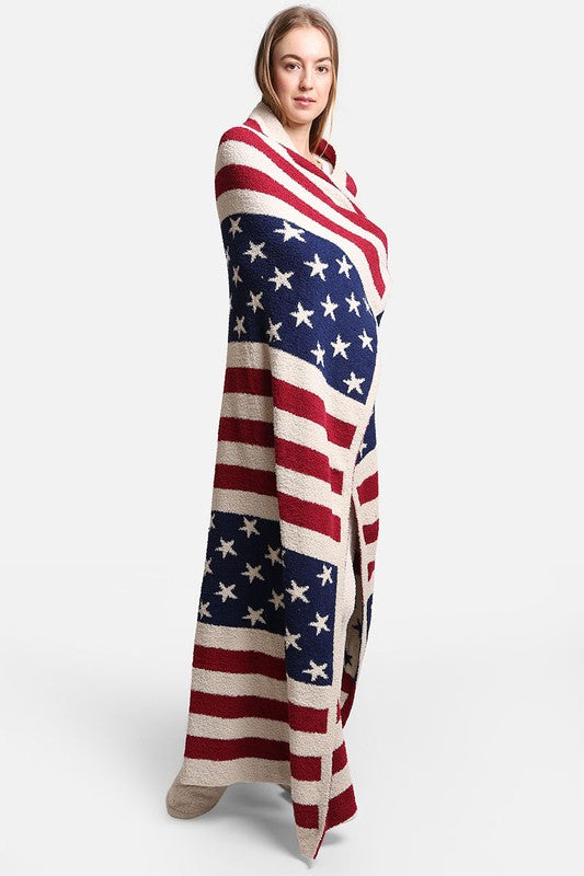 American Flag Print Luxury Soft Throw Blanket