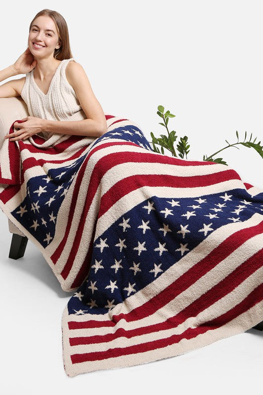 American Flag Print Luxury Soft Throw Blanket