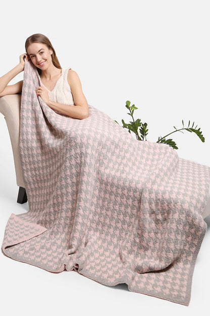 Houndstooth Pattern Luxury Soft Throw Blanket