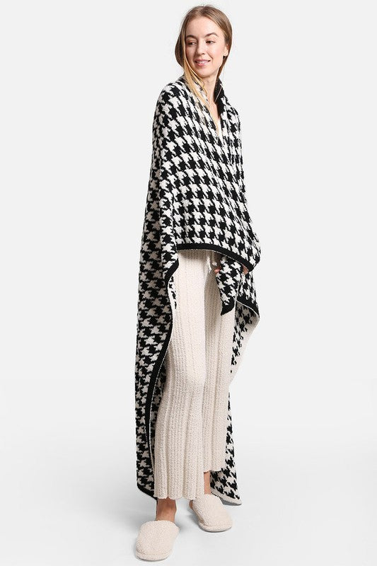 Houndstooth Pattern Luxury Soft Throw Blanket