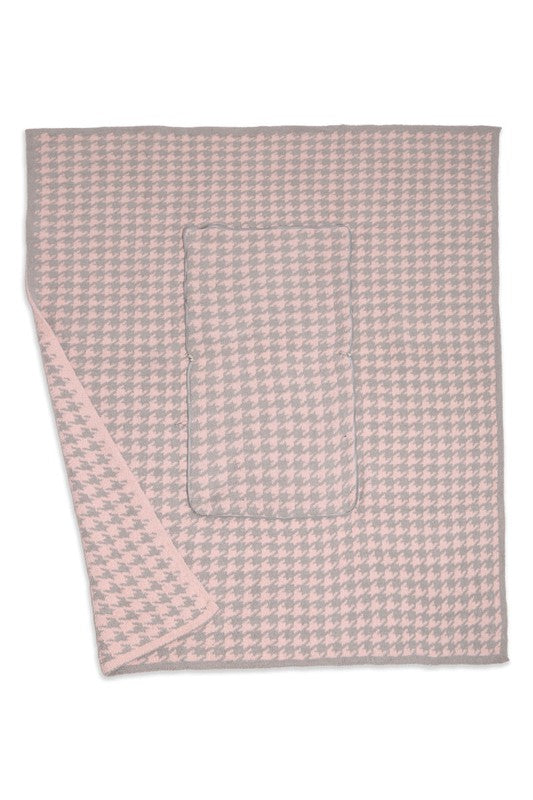 2 In 1 Houndstooth Print Throw Blanket & Pillow