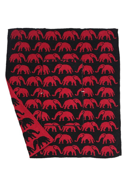 2 In 1 Elephant Print Throw Blanket & Pillow