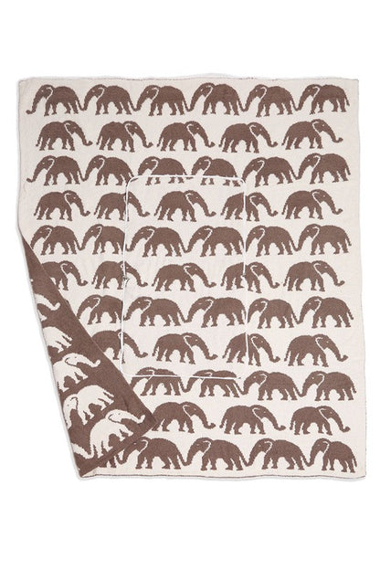 2 In 1 Elephant Print Throw Blanket & Pillow